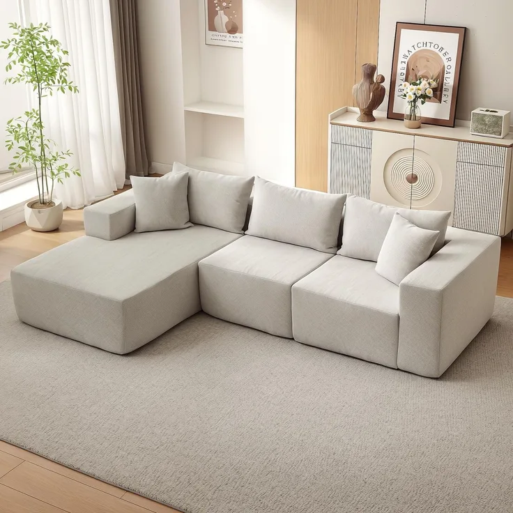 GarveeHome Modulares 108" Cloud Ecksofa Mit Chaiselongue – Flauschiges, l-Förmiges Sofa – Tiefer Sitz, Boneless, Schlafsofa – Komfort Für Wohnzimmer – Ohne Montage