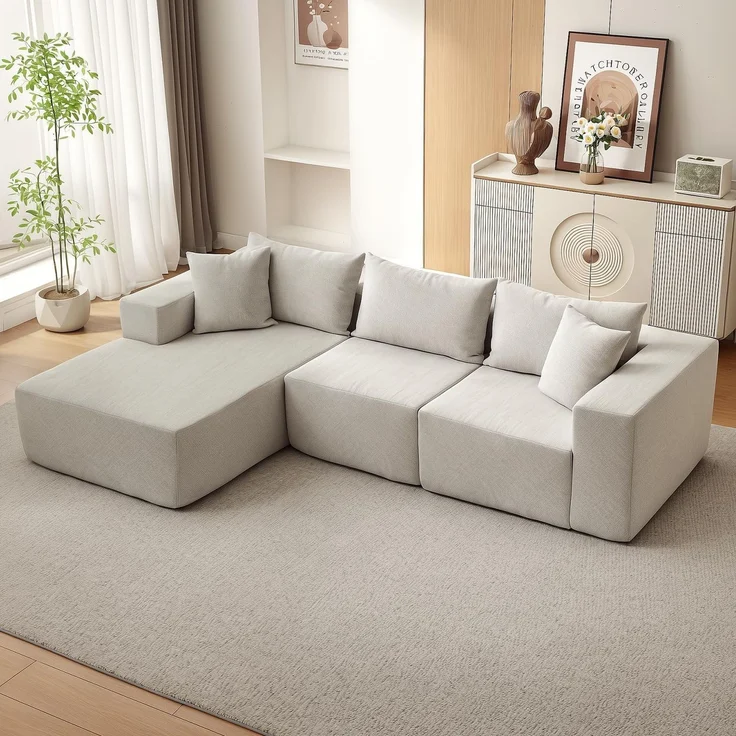 GarveeHome Modulares 108" Cloud Ecksofa Mit Chaiselongue – Flauschiges, l-Förmiges Sofa – Tiefer Sitz, Boneless, Schlafsofa – Komfort Für Wohnzimmer – Ohne Montage