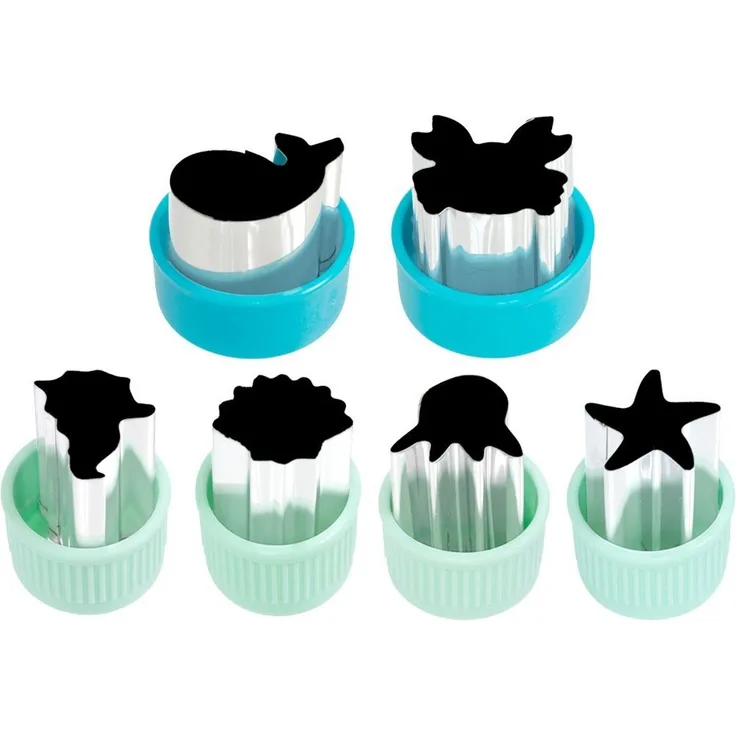 LEKKABOX Ausstechform 6er Set Gemüse Obst Mini Edelstahl Ausstecher klein Anti-Rutsch Griff, Hervorragend zum Ausstechen von Käse, Obst, Gemüse & Co.