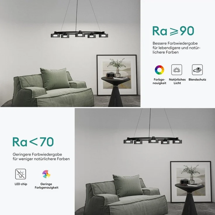 Mai & Mai LED Pendelleuchte LED Hängelampe Verstellbares Kabel Hängeleuchte Alivetta7915 – Bild 3