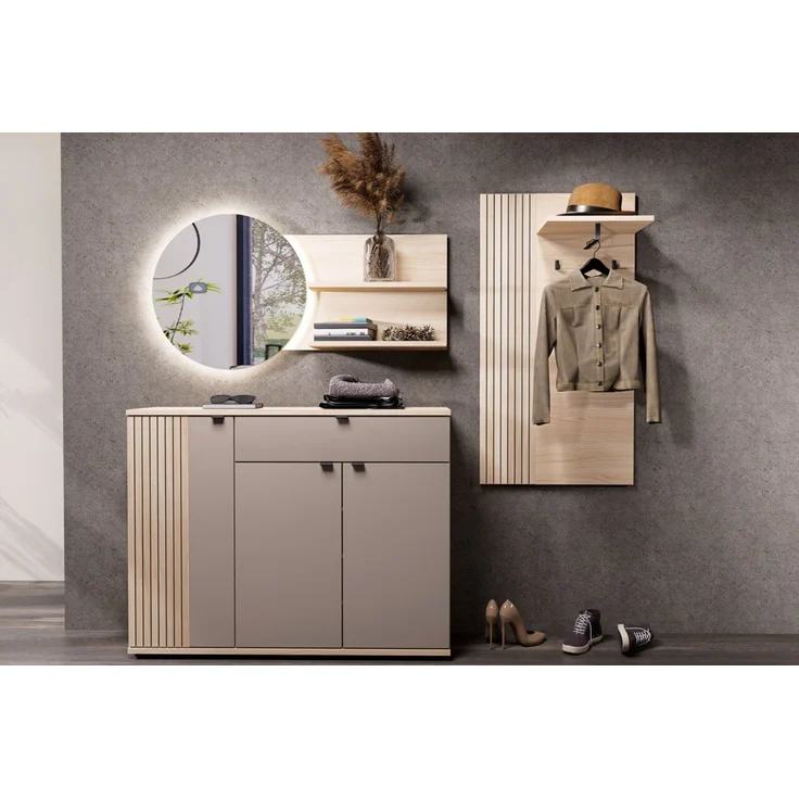 XORA 'PISA' Spiegel mit Paneel, Holznachbildung Eiche, 133 x 70 x 17 cm, mit LED-Beleuchtung – Bild 4