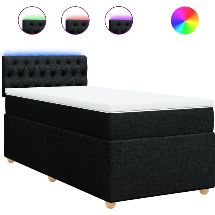 vidaXL Boxspringbett mit Matratze Schwarz 90x190 cm Stoff 3288844 – Bild 2