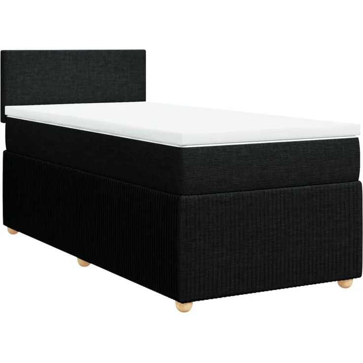 vidaXL Boxspringbett mit Matratze Schwarz 100x200 cm Stoff 3287362 – Bild 2