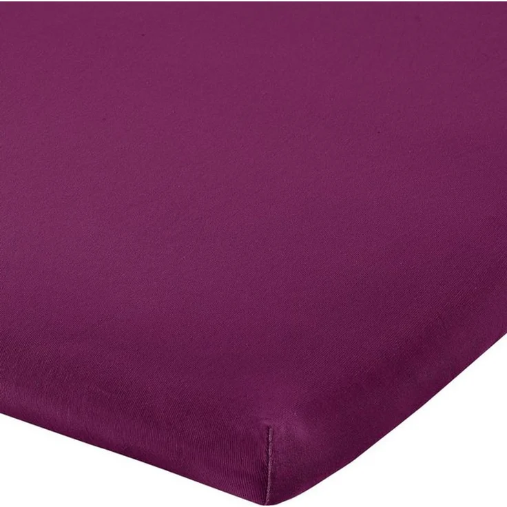 Erwin Müller 'Freising' Spannbettlaken, Gummizug: Rundumgummi, 1 Stück, Elasthan-Jersey-Stretch Uni, Aubergine, Topper | 120x200 - 130x220 cm – Bild 4