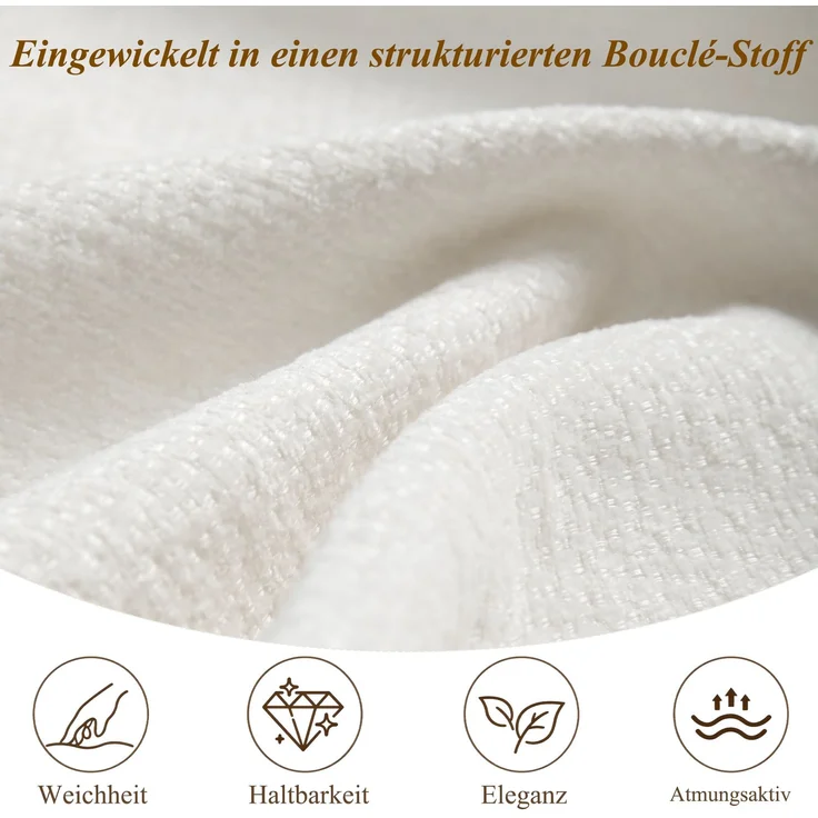 Polsterbett, Doppelbett, 180 x 200 cm, Bett mit Lattenrost, Kopfteil,Gepolstertes Kopfteil, Ohne Matratze, Beige Chenille – Bild 6