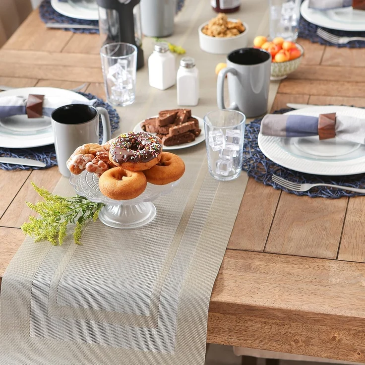 DII PVC Tischläufer für drinnen und draußen, gewebt, 35,6x182,9 cm, Champagner – Bild 5