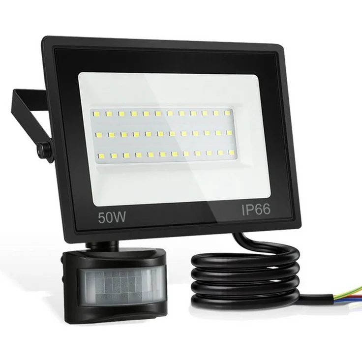 Clanmacy LED Flutlichtstrahler LED Fluter mit Bewegungsmelder 50W Außenleuchte Kaltweiß Spotlight – Bild 4
