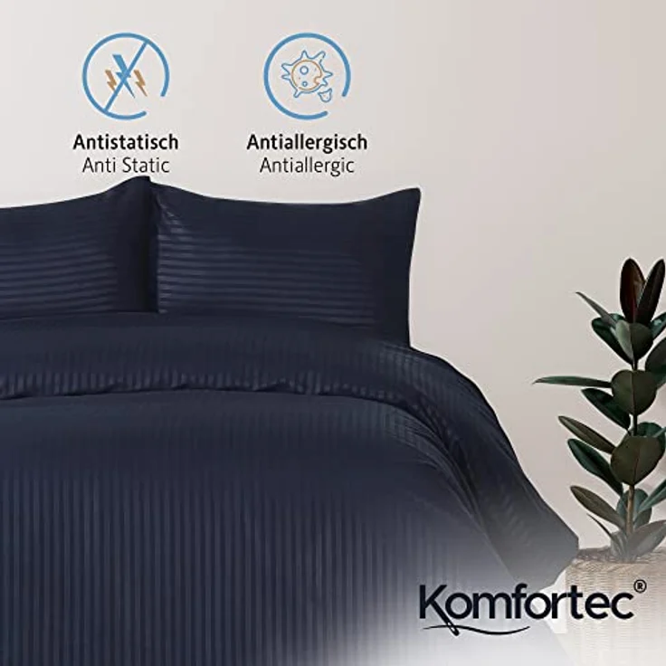 Komfortec Bettwäsche Deluxe, 2&3 Teilig, 140x200 cm, 155x220 cm, 200x200 cm oder 220x240 cm, 100 % Mikrofaser (120 g/m), 2 teilig, Bettwäsche-Sets mit Reißverschluss, Weich und Bügelfrei – Bild 5