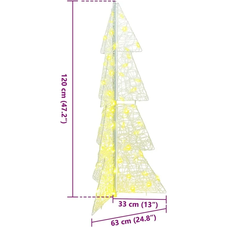 vidaXL Weihnachtsbaum Warmes Weiß 120 cm Acryl 100 LEDs 42019202 – Bild 10