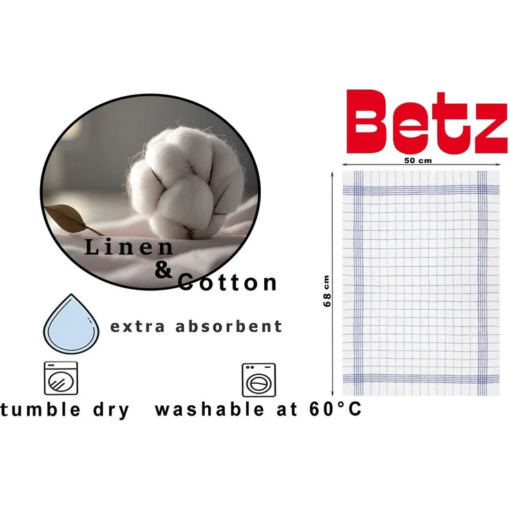 Betz Geschirrtuch 3er Set 50 x 68 cm Halbleinen Geschirrtücher MCT-12 HL, (3 er Set, 3-tlg, 3 Geschirrtücher 50x68 cm), Geschirrhandtuch Gläsertuch Jacquard Gläsertücher Küchentuch Handtuch – Bild 2