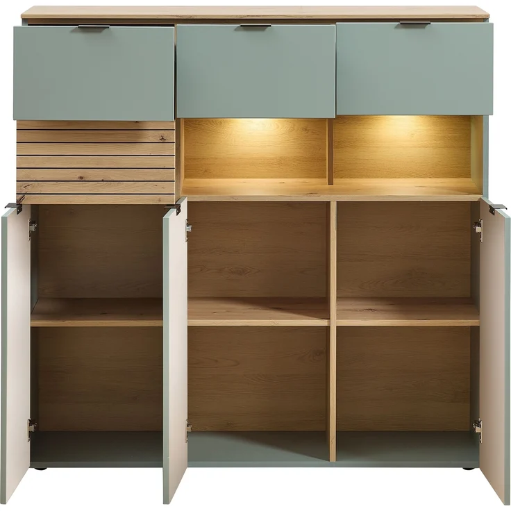 Highboard >Ina< in Grün, Holzwerkstoff - 125x125x45cm (BxHxT) – Bild 2