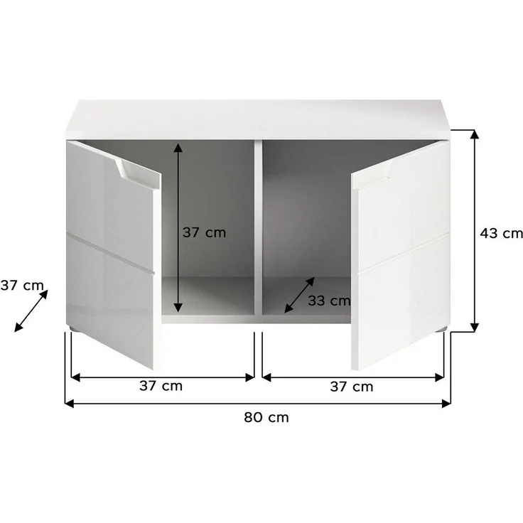 xonox. home - Sitzbank Solero 80 x 43 x 37 cm in Front weiß Hochglanz Tiefzieh Korpus weiß - Garderobenbank Flurbank Truhe - modern, praktisch und funktional – Bild 3