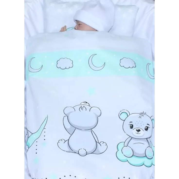 Kinderwagenset Baby Bettwäsche für Kinderwagen Bezüge Decke Kissen (Minze, 2 tlg) – Bild 2