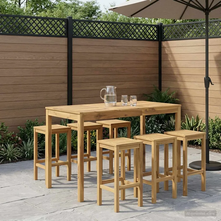 vidaXL Gartenbar-Tisch LAREN Weiß gewaschen 141 x 80,5 x 105 cm 901723