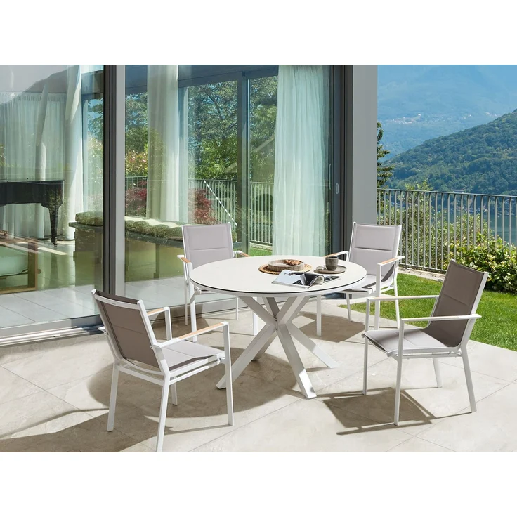Gartentisch Set MALETTO BUSSETO Metall 120x120x75 cm Grau – Bild 3