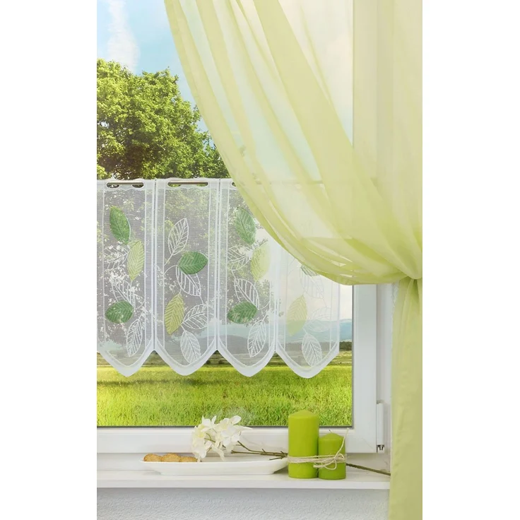 Scheibengardine Lysel - Laubblätter (Bx H) 255cm * 60cm Grün/minzgrün – Bild 5