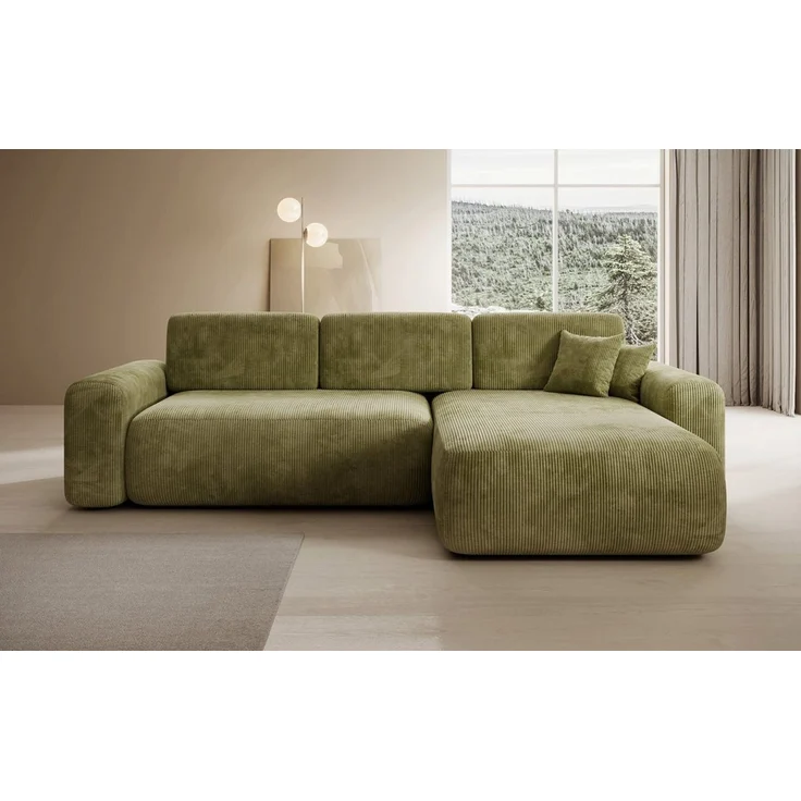 Luxusbetten24 Schlafsofa Designer Ecksofa Lola in Cord, mit Stauraum und Schlaffunktion