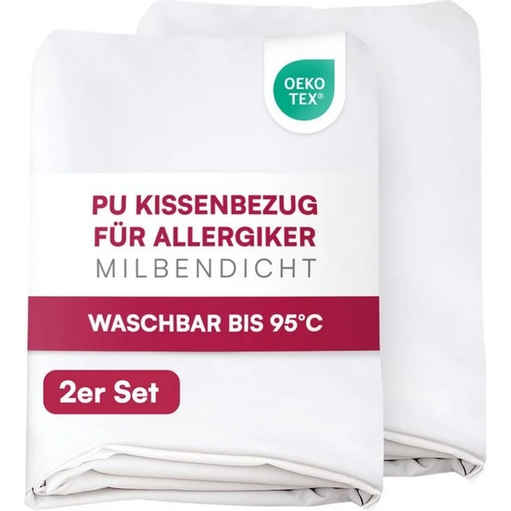 Clinotest Kissenbezug Wasser- und Milbendicht, (2 Stück), Kissenschoner hypoallergen & atmungsaktiv, PU-Bezug waschbar bei 90°C – Bild 4
