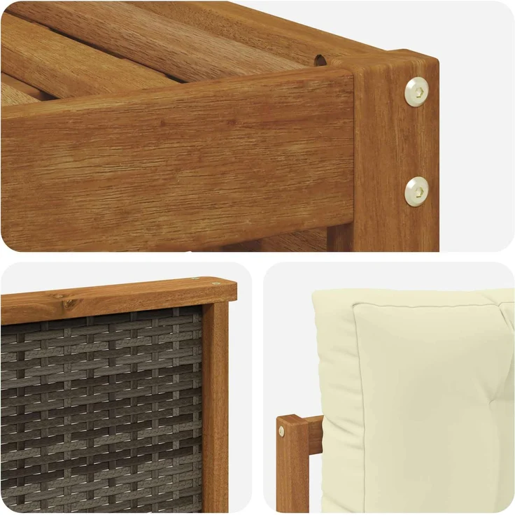 vidaXL Outdoor-Sofagarnitur 4 stk. 3-Sitzer Natur und Creme 3383198 – Bild 5