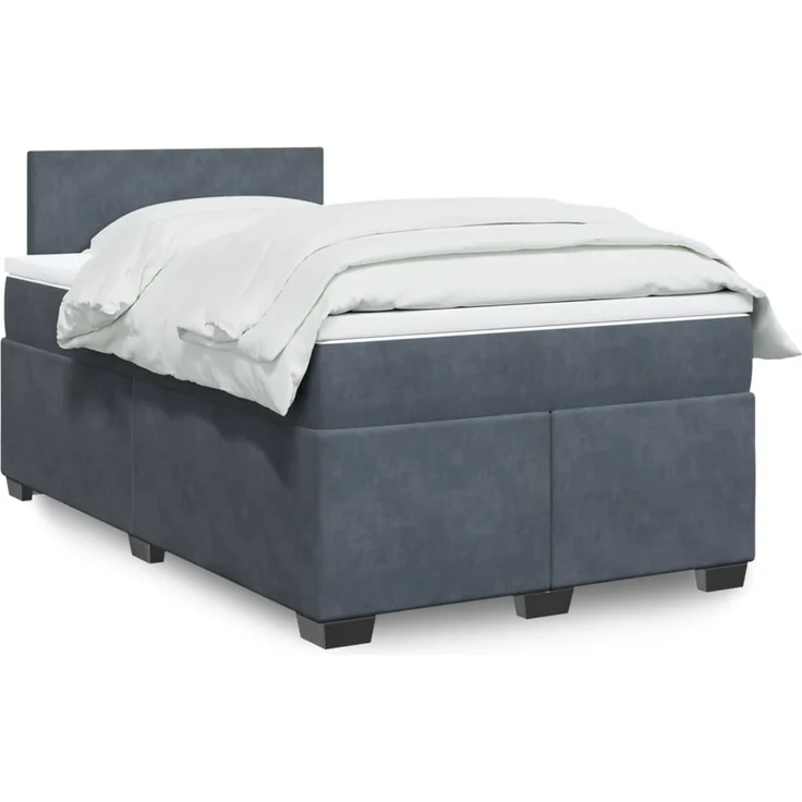 vidaXL Boxspringbett mit Matratze Dunkelgrau 120x190 cm Samt 3288553 – Bild 1