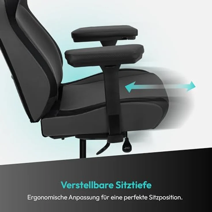 ThunderX3 CORE Smart, Ergonomischer Gaming Stuhl mit hochwertigem Kunstleder, integrierter Synchronmechanik, gepolsterten 3D-Armlehnen, Modern Schwarz, bis 125 kg belastbar – Bild 6