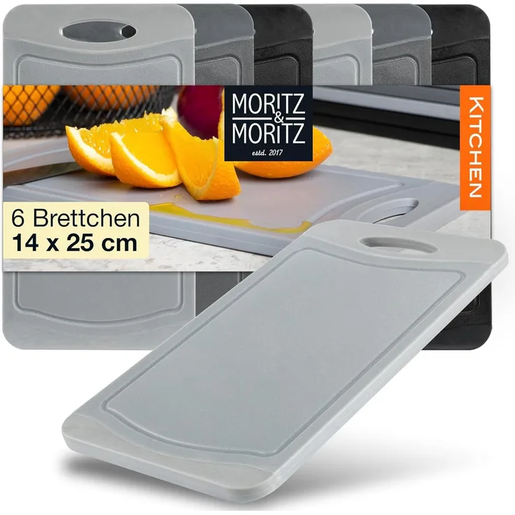 Moritz & Moritz Schneidebrett Frühstücksbrettchen, Kunststoff, (6er Set, 6-St), 14x25cm