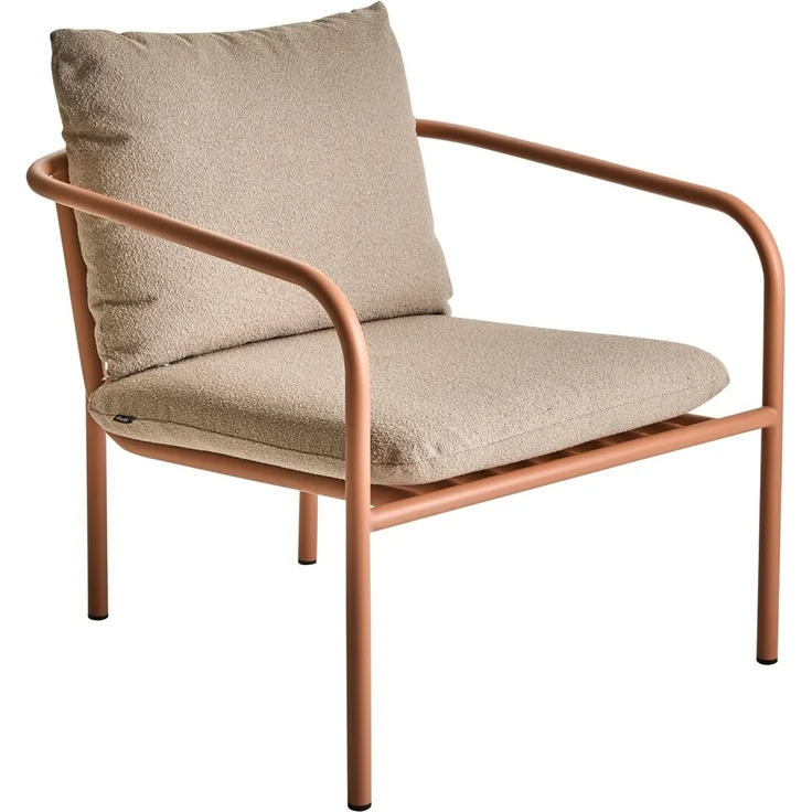 Gartensessel Bendt mit Kissen aus Aluminium und Teddy-Olefin, skandinavischer Stil, Peach Beige, Outdoor geeignet – Bild 1