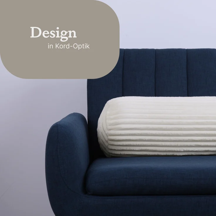 Kissenrolle XXL ( 70cm x Ø22cm ) - Cord Optik Creme – Bild 5
