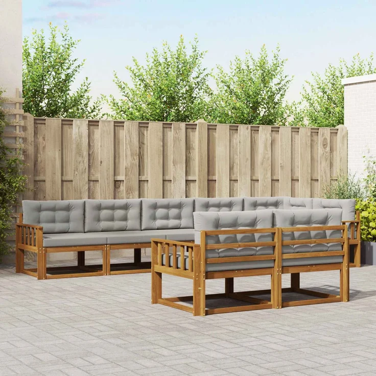 vidaXL Outdoor-Sofagarnitur 8 stk. 8-Sitzer Natur und Hellgrau 3367749 – Bild 1