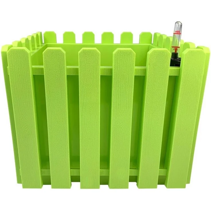 HTI-Living Blumentopf Blumentopf mit Wasserspeicher Nessa eckig grün (Stück, 1 St, 1 Blumentopf), aus Kunststoff mit Wasserstandsanzeiger – Bild 3