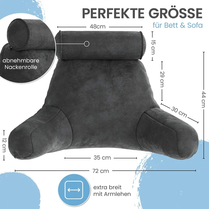 Rückenkissen mit Armlehnen und Nackenrolle – Bild 5