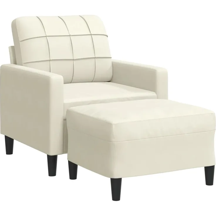 vidaXL Sessel mit Hocker Creme 60 cm Samt 3278265