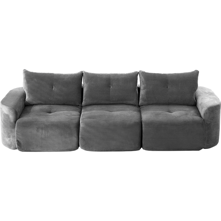 EINHOM Modernes modulares 3-Sitzer Sofa in Anthrazit – Wabi-Sabi Stil, Cord Stoff Sofa mit abnehmbarem Einzelsitz, 2+1 Konfiguration, Rippen-Design, Rundes Design – Bild 7