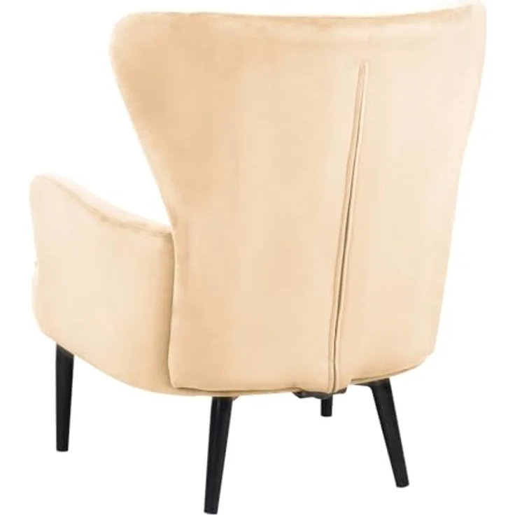 SVITA ARTHUR Ohrensessel Sessel Relaxsessel Modern Gepolstert Samt Hellbraun – Bild 7