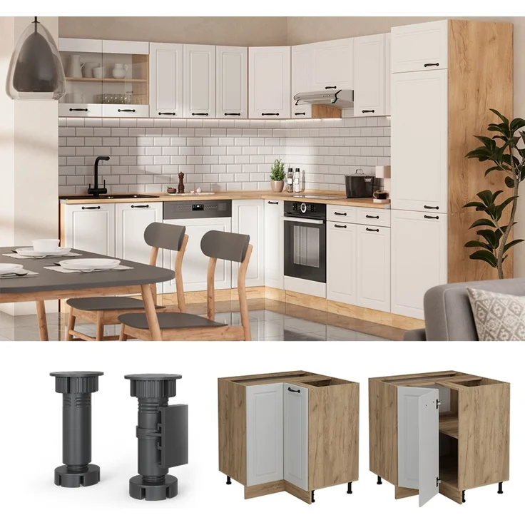Eckunterschrank R-Line Weiß Landhaus 75.6 cm , AP Eiche Vicco – Bild 4