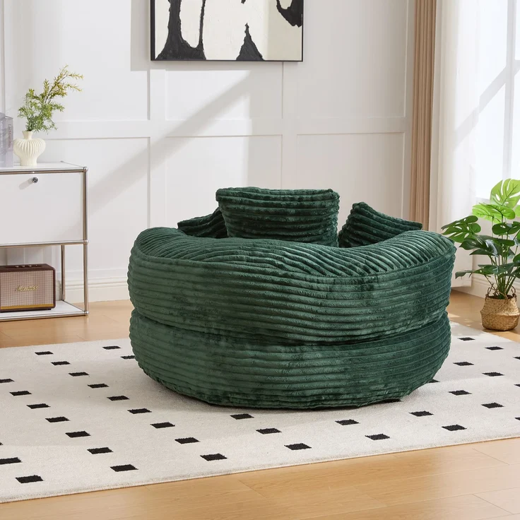 ZUBALIYA Sofa 108x52 cm, mit Cordbezug, mit breiten Armlehnen, mit Schaumstoffpolsterung, für Wohnzimmer und Apartments, Grün – Bild 13