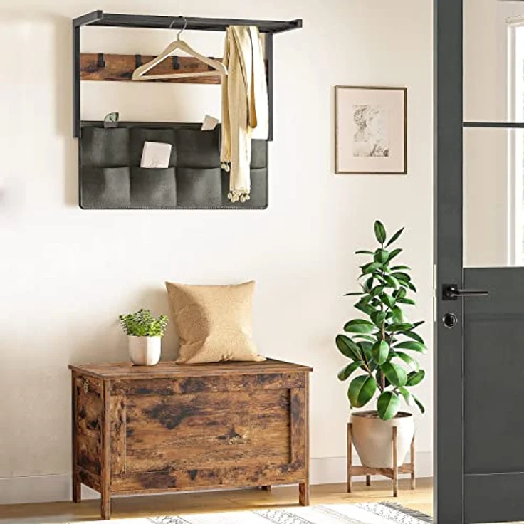 HOOBRO Truhen, Sitzbank mit Stauraum, Spielzeugtruhe mit Deckel, Schuhbank, Sitztruhe, Aufbewahrungstruhe, Robust, Sicherheitsscharniere, Schlafzimmer, Wohnzimmer, 76 cm, Dunkelbraun EBF75CW01G1 – Bild 8