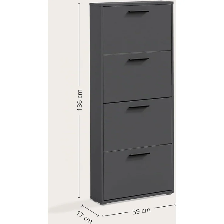 Schuhkipper Silas / Sam, Holzwerkstoff, Anthrazit, 59 x 136 x 17 cm – Bild 2