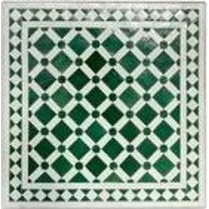 Couch Mosaiktisch 60x60 Grün Weiß Glasiert