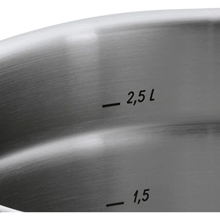 WMF Gourmet Plus Stielkasserolle 20cm, kleiner Topf mit Metalldeckel mit Dampföffnung, Kochtopf klein 2,5l, Induktion, Cromargan Edelstahl mattiert, Innenskalierung – Bild 4