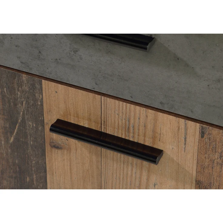 Schreibtisch >WINNIE< 1 Schub+Tür, Old-Wood Vintage Dekor / Betonoptik - 110x76,3x60cm B/H/T – Bild 7