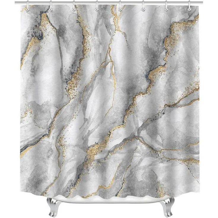 Duschvorhang 180x180cm Marmor Antischimmel Polyester 12 Ösen Badevorhang – Bild 2
