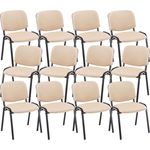 CLP 12er Set Besucherstuhl Ken Stoff stapelbar und mit gepolsterter Rückenlehne,creme