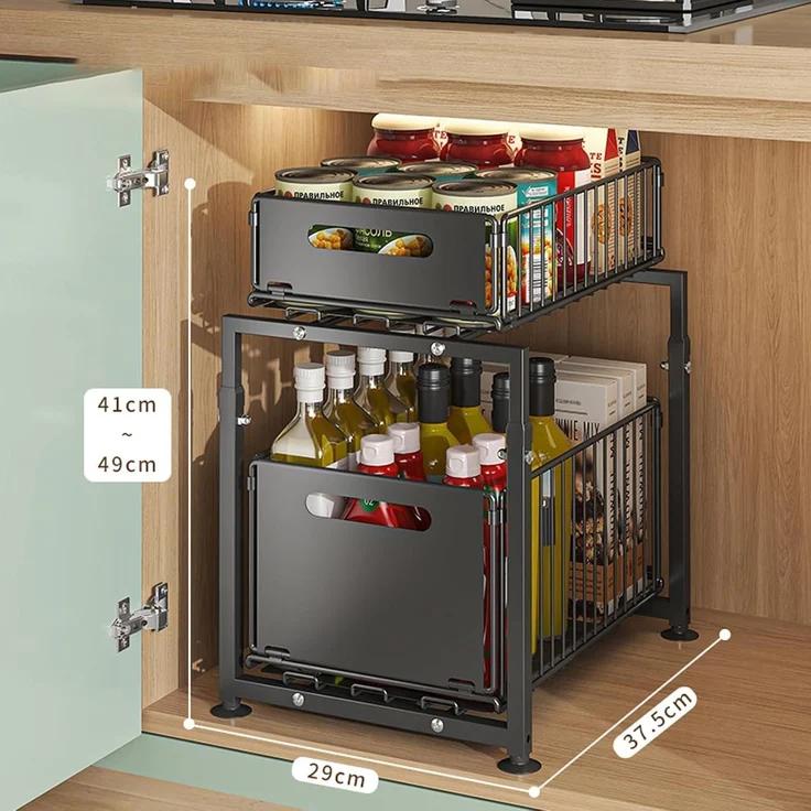 Unterschrank Organizer 2 Etagen Metall küchenregal Badezimmer Arbeitsplatte – Bild 8