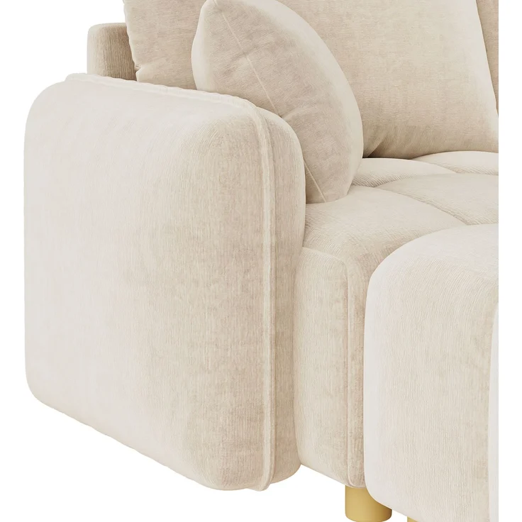 ZUBALIYA L-/U-förmiges wandelbares Ecksofa, 5-Sitzer modulare Sofakombination mit 2 Hockern und Kissen, Chenille-Stoff, Cloud-Sofa, breite Armlehnen, geeignet für Wohnzimmer, Schlafzimmer, Wohnung – Bild 16