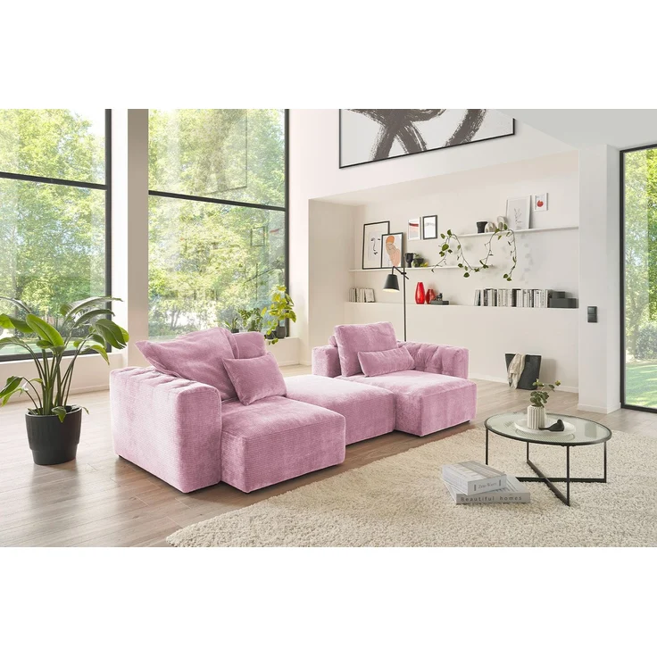 KAWOLA Nierenkissen SEPHI medium Cord Vintage rosa 37 x 19 x 67 cm – Bild 5