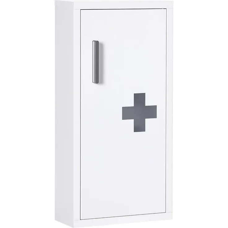 Kleankin Medizinschrank Apothekerschrank, Arzneischrank mit 3 Innenfächern (Medikamentenschrank, 1-St, Erste Hilfe Schrank) Stahl, Weiß, 30 x 12 x 60 cm