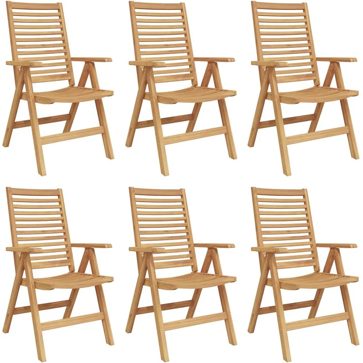 vidaXL Stuhl 6 pcs Braun 64,5 x 52 x 108 cm Massivholz Teak 3376032 – Bild 1