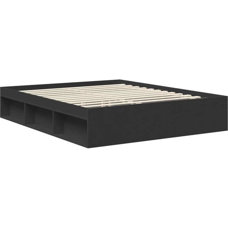 vidaXL Bettrahmen Schwarz 160 x 200 cm Massives Kiefernholz 3412872 – Bild 4