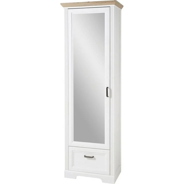 Garderobenschrank Jena / Jasmin, Holzwerkstoff, Weiß, Verspiegelt, 65 x 204 x 41 cm – Bild 4